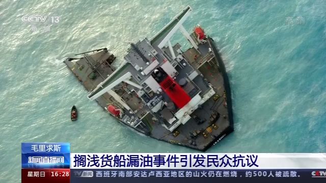 毛里求斯搁浅货船漏油事件引发民众抗议