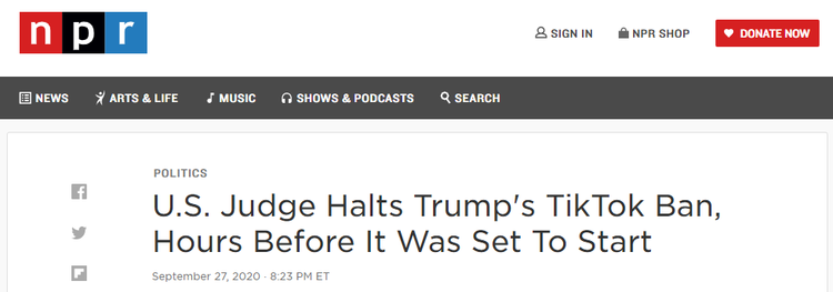 Tik Tok暂缓在美国下架 专家:巧取豪夺才是美国最终目的